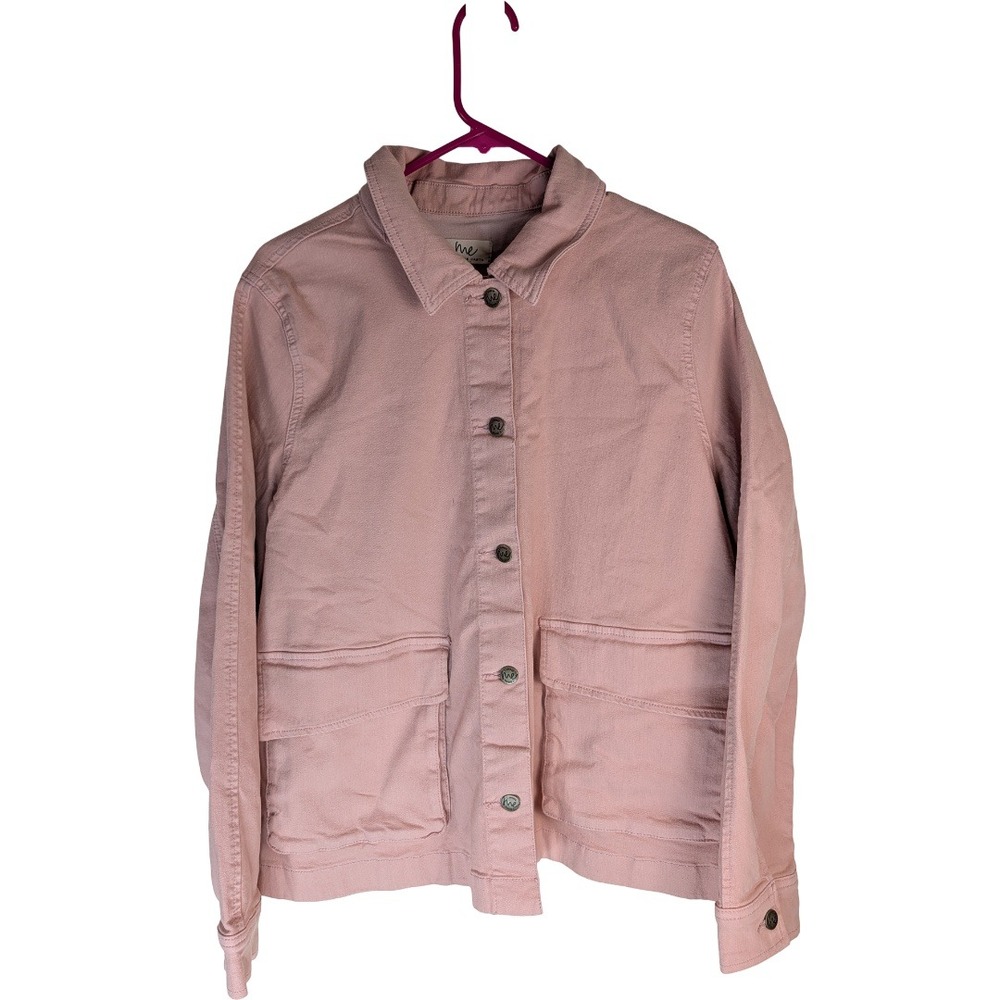 Me by Jennie Garth The Dylan Denim Jacket Women XL Shell Pink Stretch Utility
